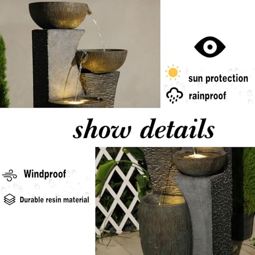 Patio Water Fountain Outdoor 51.6 Inch Tall 5 (Dark Gray-51.6''h)