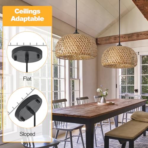 Bamboo Pendant Light (2 pack-Round Shape)