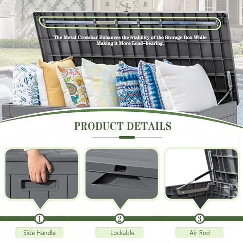 100 Gallon Resin Deck Box Large Outdoor Storage (100 Gallon / Gray)