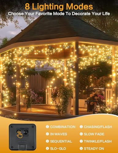 Solar String Lights Outdoor (Warm White / 4 Pack(200LED))