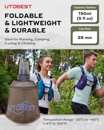 Soft Flask 150ml Collapsible Running Water Bottles (1PCS 150ml Purple)