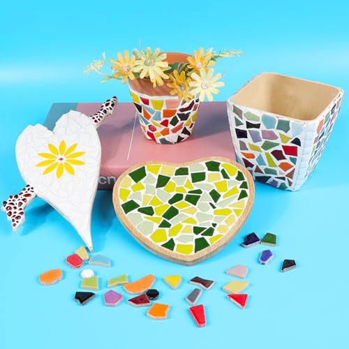 Irregular Size Mosaic Tiles Mixed Color Ceramic Mosaic Glass Pieces for Home Decoration or DIY Crafts 200g Triangles Trapezoids Polygons