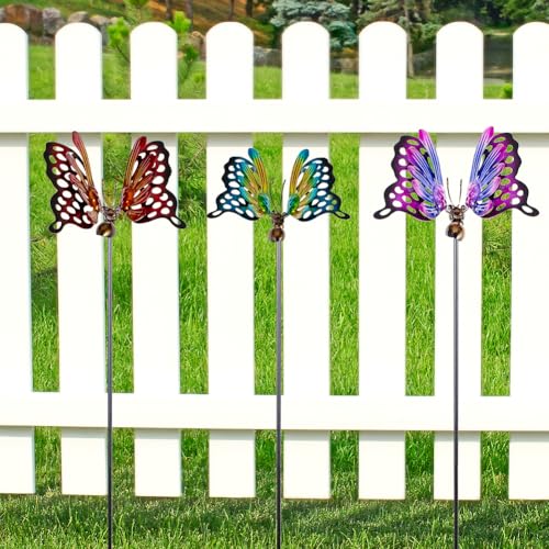 3 Pack Butterfly Decorative Garden Stakes (Butterfly-c)