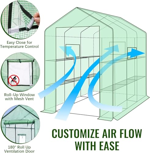 Greenhouse 57 x 85 x 76'' Portable Green House for Outdoor Indoor (Large Green)