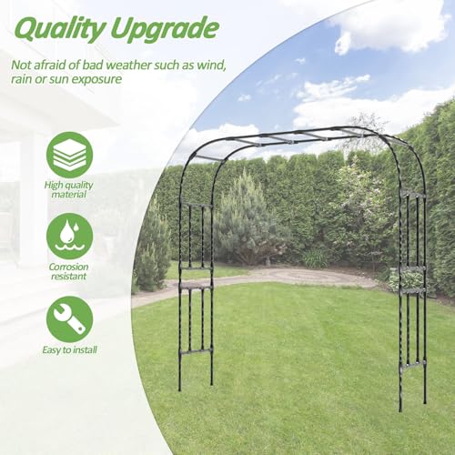 Thickened Metal Garden Arch (98（L）*94(H)*16(W)IN)