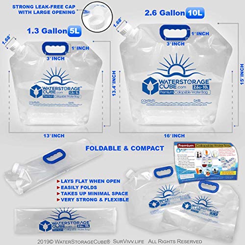 Premium Collapsible Water Container Bags 1.3 Gal (2 Count)