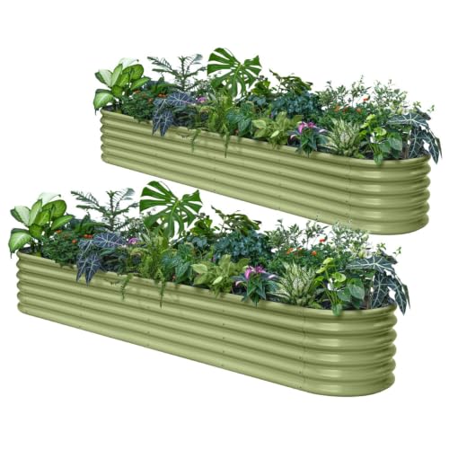 2 Pcs 10x2x1.5ft Galvanized Raised Garden Bed (Green / 10x2x1.5ft)