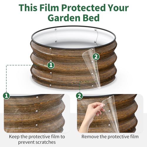 Round Metal Raised Garden Bed (Walnut Finish / 2x2x1FT)