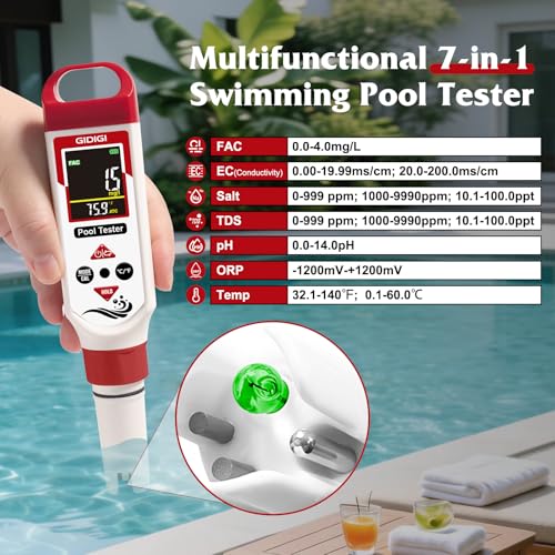 Digital Chlorine Tester Pool Salinity Meter (White Red)