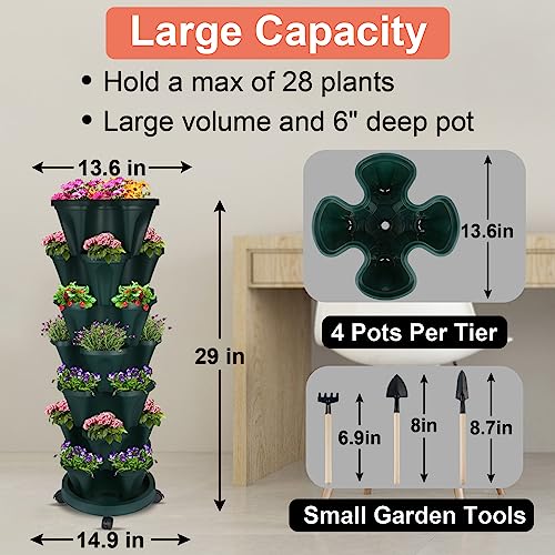 Stackable Planter (Dark Green / 7Tier-1 Pack)