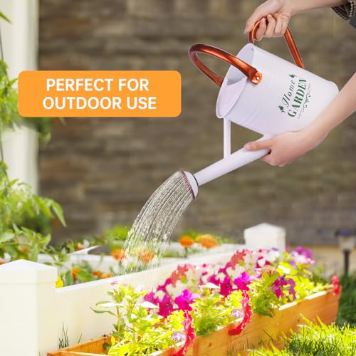 Metal Watering Can for Outdoor Plants (White)