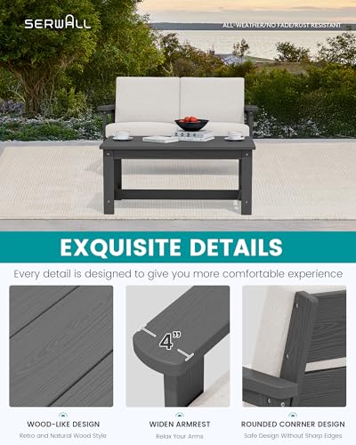 HDPE Outdoor Loveseat (Grey/Khaki)