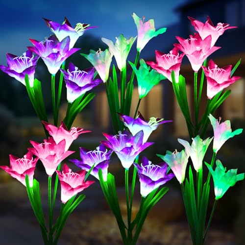 Outdoor Solar Lights (6 Pack / Lily Flower)