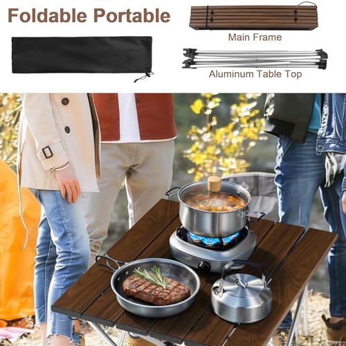 Camping Table with Aluminum Table Top (Wood Colo / Small)