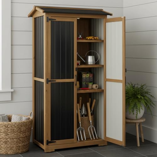 Outdoor Storage Cabinet (Black / 33" x 20" x 70")