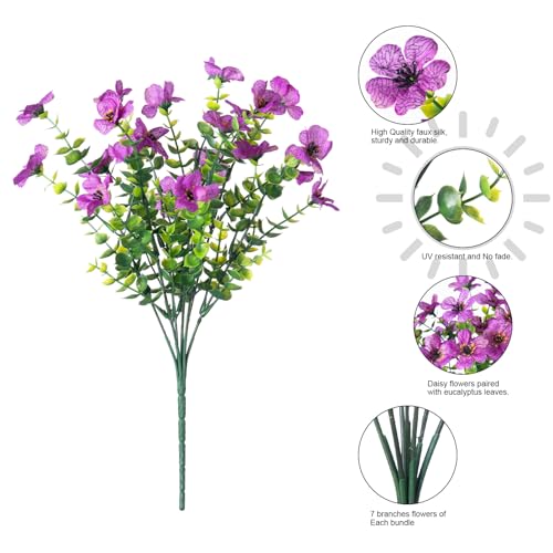 Artificial Flowers for Outdoor Indoor Garden Home Decoration (Purple)