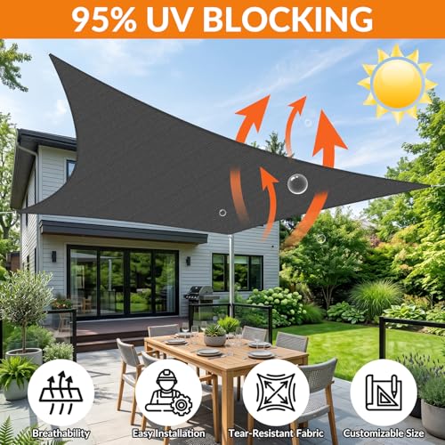 15'X15' Sun Shade Sail Dark Gray Curved Square Customizable (Dark Gray / 15'X15' custom)