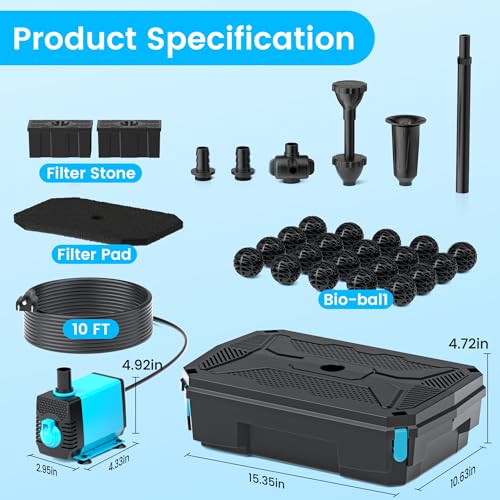 Pond Filter Pump Fountain Kits with UV Clarifier (660GPH with U-V Light)