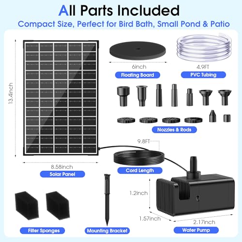 12W Solar Fountain Pump 80 GPH with 5000 mAh Battery Backup (12W)