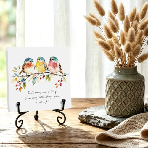 Motivational Quote for Home Office Book Shelf Table Decor 6.3x6.3 Inch 13 (Multicolor 1737 / Wooden sign with iron frame（6.3 x 6.3 inches）)