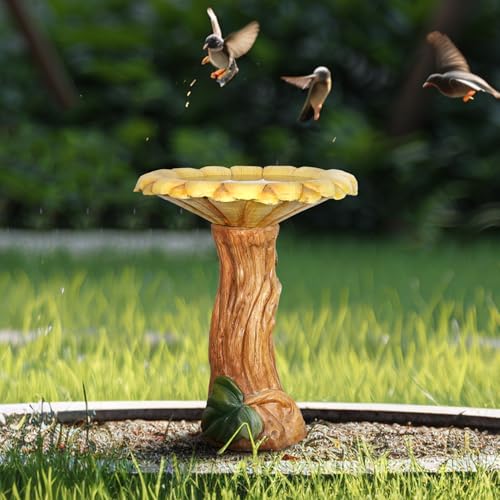 24.4" H Sunflower Bird Bath Outdoor (Sunflower Yellow)