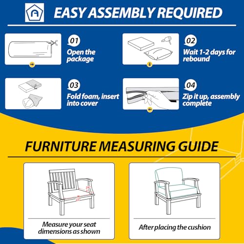 Outdoor Chair Cushions (Navy Blue / 22"x24"x5" / 22"x19")