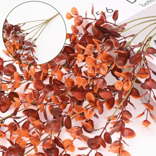 4Pcs Fake Hanging Plants (Red-brown Eucalyptus Vines / 4Pcs Plants)