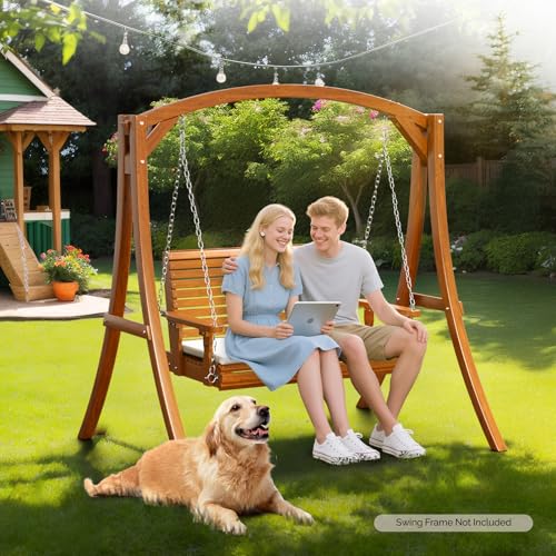 4 FT Heavy Duty Porch Swing with Cushion (Brown / 4 FT)