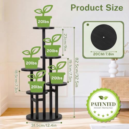 5 Tier Wood Plant Stand Indoor Outdoor Corner Tall Shelf (Pine Black / 5 Tiers)
