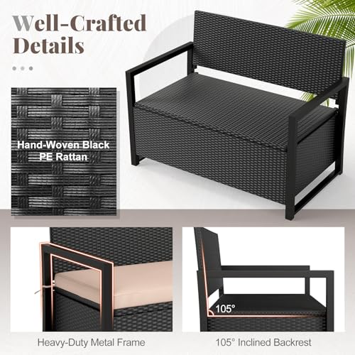 40 Gallon Outdoor Bench with Storage (Black & Beige / 40 Gallon)