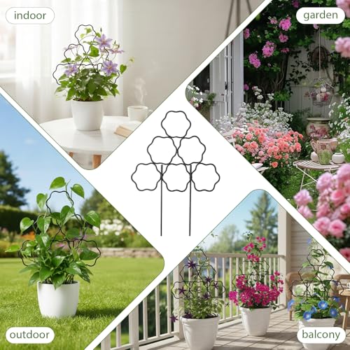 15 Inch Trellis for Climbing Plants Outdoor 3 Pack (Black - Flower / 3 pack)