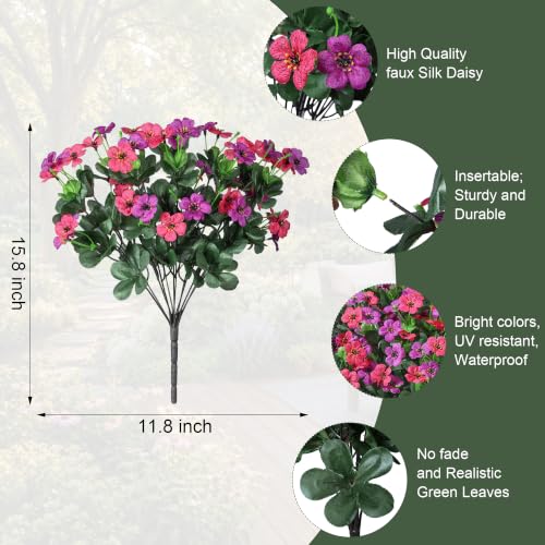 Artificial Flowers for Outdoor Indoor Garden Home Decoration (Fabric Purple Pink)