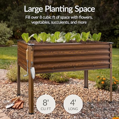 48x24x30in Galvanized Raised Garden Bed (48x24x30in / Wood Grain)
