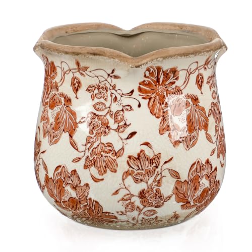 6 Inch Vintage Ceramic Planters Crackle Glaze