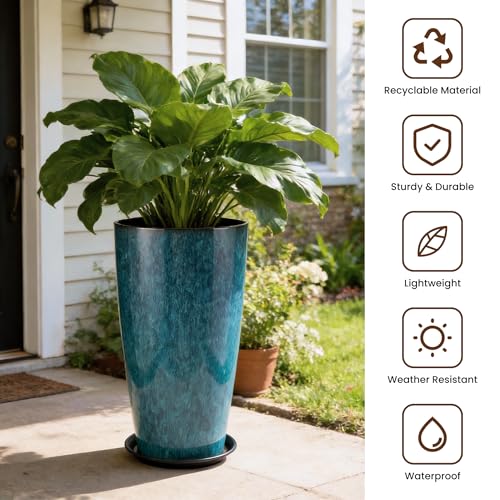 21 inch Tall Planter (Deep Blue)