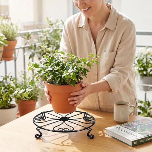 2 Pack 8" Metal Plant Stand Heavy Duty Plants Holder Outdoor Indoor