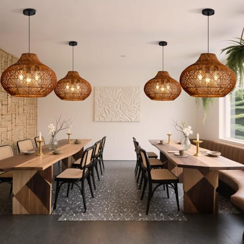 18.9" Rattan Pendant Light (Brown / 18.9" 3-Light)