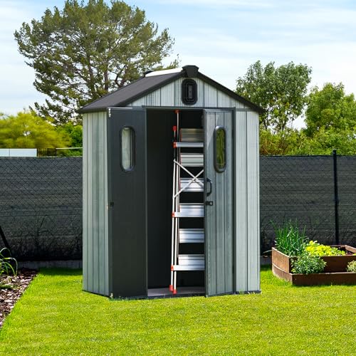 Domi 5x3FT Outdoor Resin Storage Shed with Transparent Windows & Louvered Vents (5x3FT)