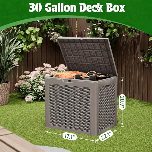30 Gallon Outdoor Storage Box Waterproof Deck Box for Patio (Grey / 30 Gallon)