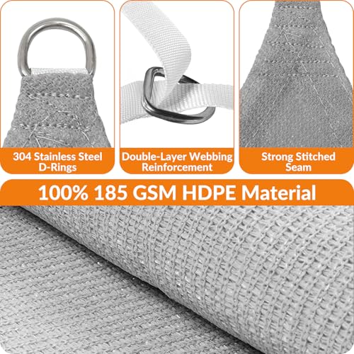23'X30' Sun Shade Sail Gray Curved Square Customizable (Gray / 23'X30' custom)