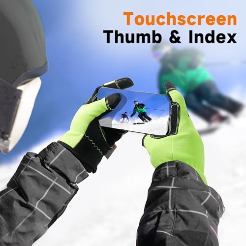 100% Waterproof Winter 1 Pair Pack Work Gloves for Men Yellow S (Yellow - Thermal / Small)