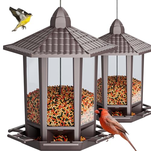 2 Pack Bird Feeders for Outdoor (Brown / 2 PACK)