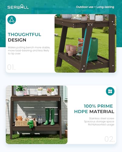 3 Tier Outdoor Potting Bench with Storage (Coffee / Sleek)