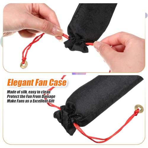 2 Packs Large Folding Hand Fans (Orange)