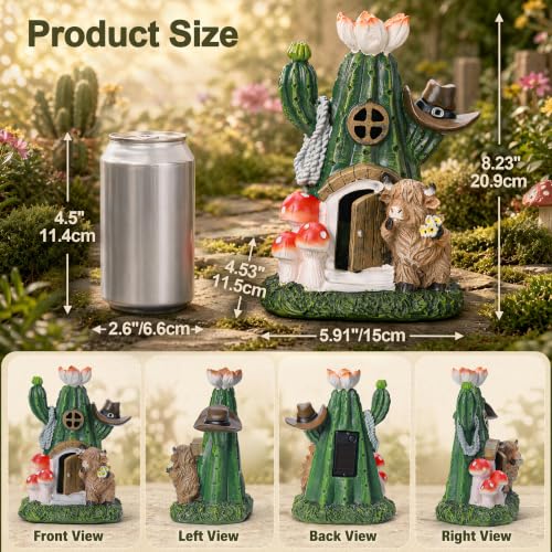 Fairy House Outdoor Figurine Lights (Mushroom House Cow)