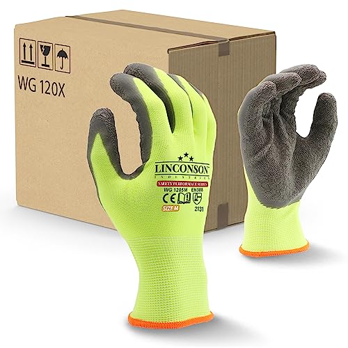 12 Pack Safety Performance Series Construction Mechanics Wrinkle Latex Work Gloves