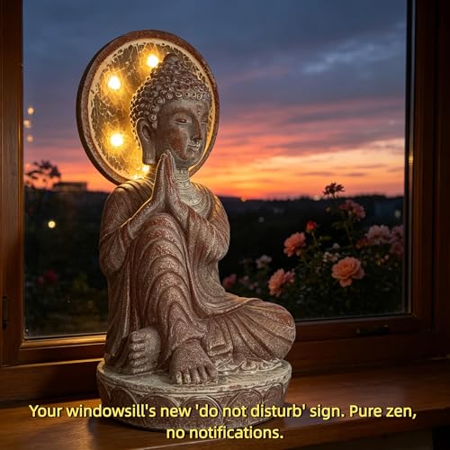 11.5in buddha statue outdoor (Rustic Sandstone)