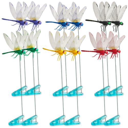 12 Pack Dragonfly Clips Realistic PVC Fake Dragonflies (Multi-Colors (12PCS))