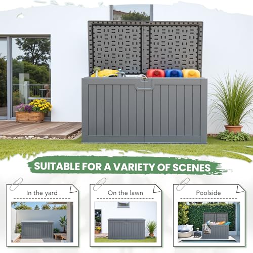 230 Gallon HDPE Outdoor Storage Box with Removable Dividers (230 Gallon / Gray)