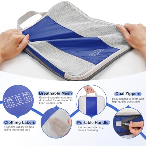 10 Set Compression Packing Cubes for Travel Essentials (Klein Blue)